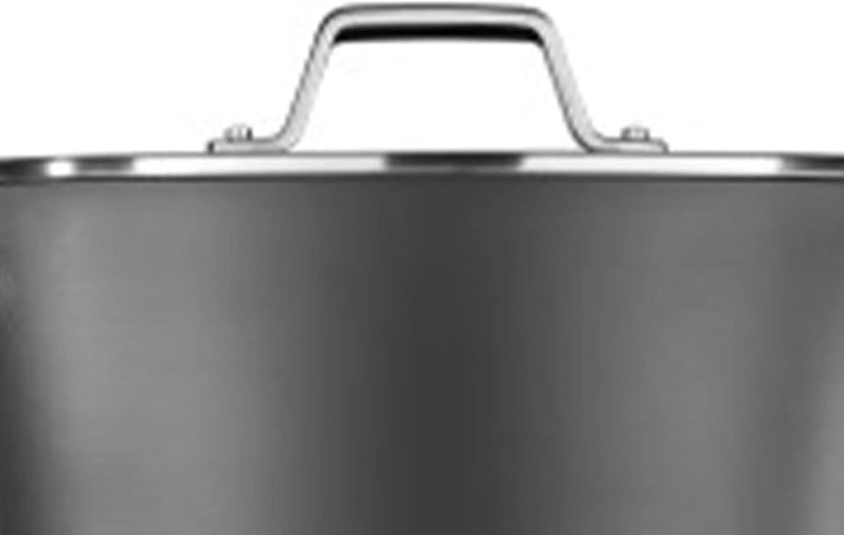 8 Quart Hard Anodized Nonstick Cookware with Lid and Steamer Inserts, Black F707