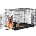 Black 42 inch Folding Wire Dog Crate with Divider and Double Door V979