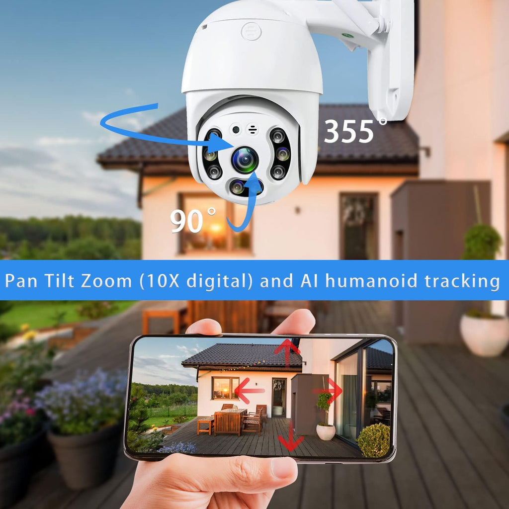 Outdoor WiFi Security Camera 2K 3MP with Motion Detection, Auto Tracking, 2-Way Audio, Color Night Vision, Weatherproof X8715