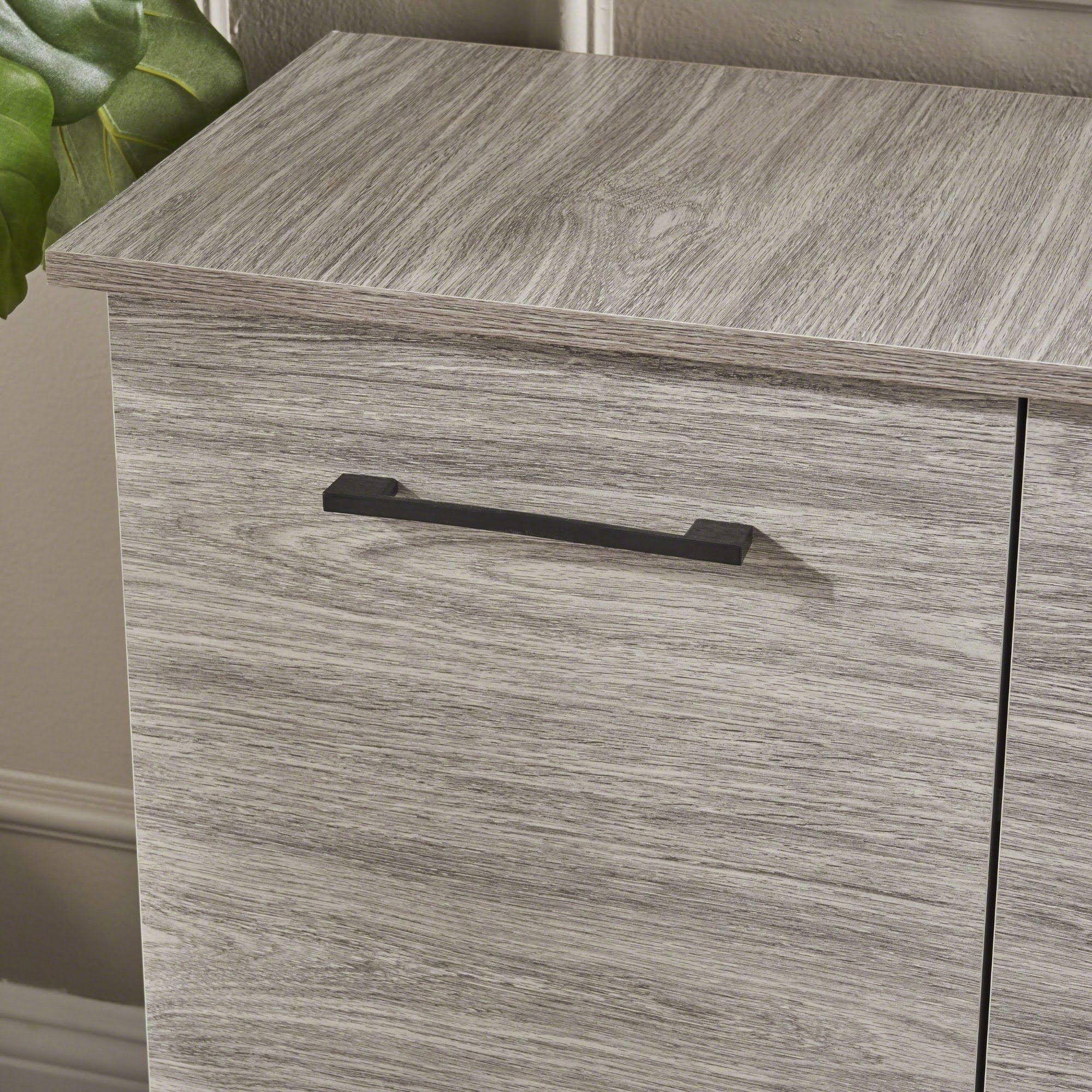 Charcoal Gray and Black Contemporary Rectangular Cabinet H74316