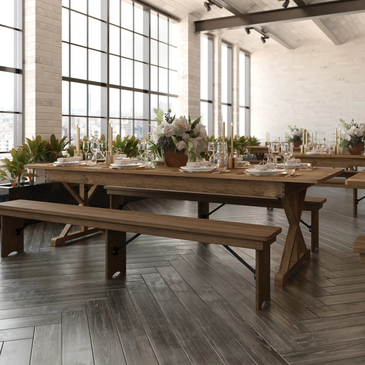 Antique Rustic Solid Pine Folding Farm Table I2245