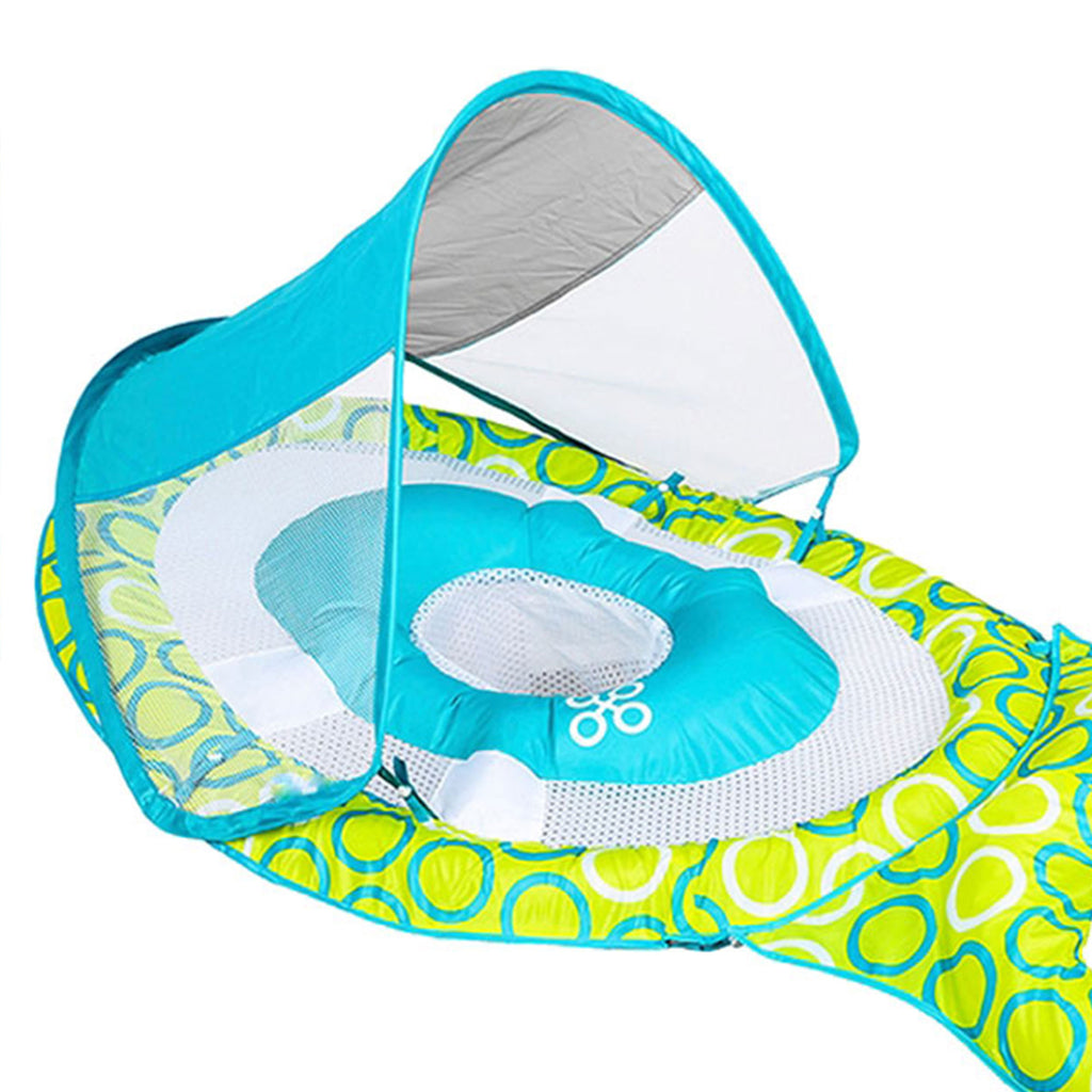 Green/Blue Inflatable Baby Spring Float with Removable UPF 50 Sun Canopy D2449