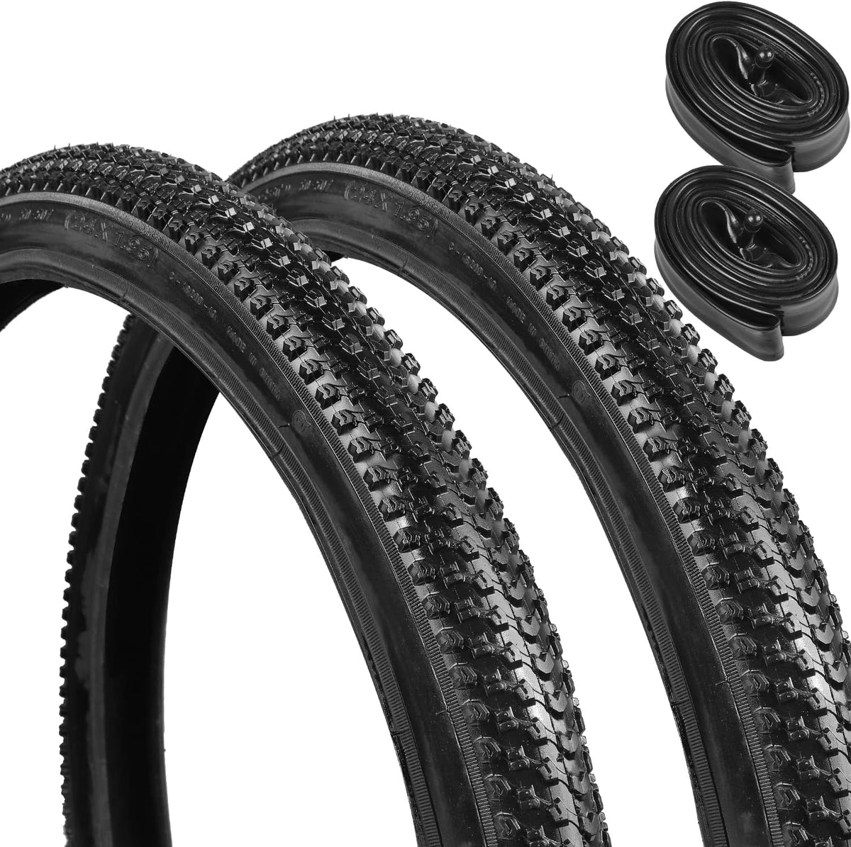 26" Mountain Bike Tires 26 x 1.95/50-559 Plus 2-Pack Bike Tubes 26x1.75/2.125 AV33mm Schrader Valve Black Pack of 2 E164641