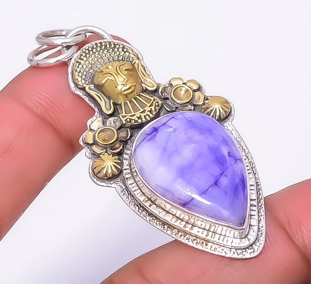Tiffany Stone 925 Silver Plated Prince Pendant 2.15" K978