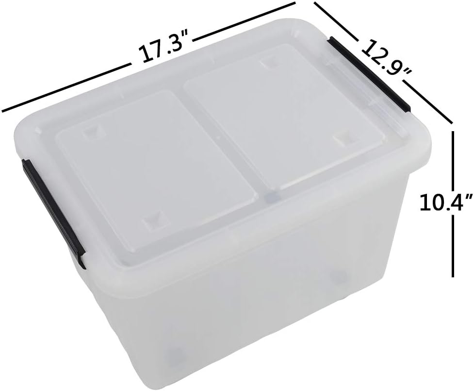 30 L Clear Plastic Storage Box with Wheels, 4-Pack F9704