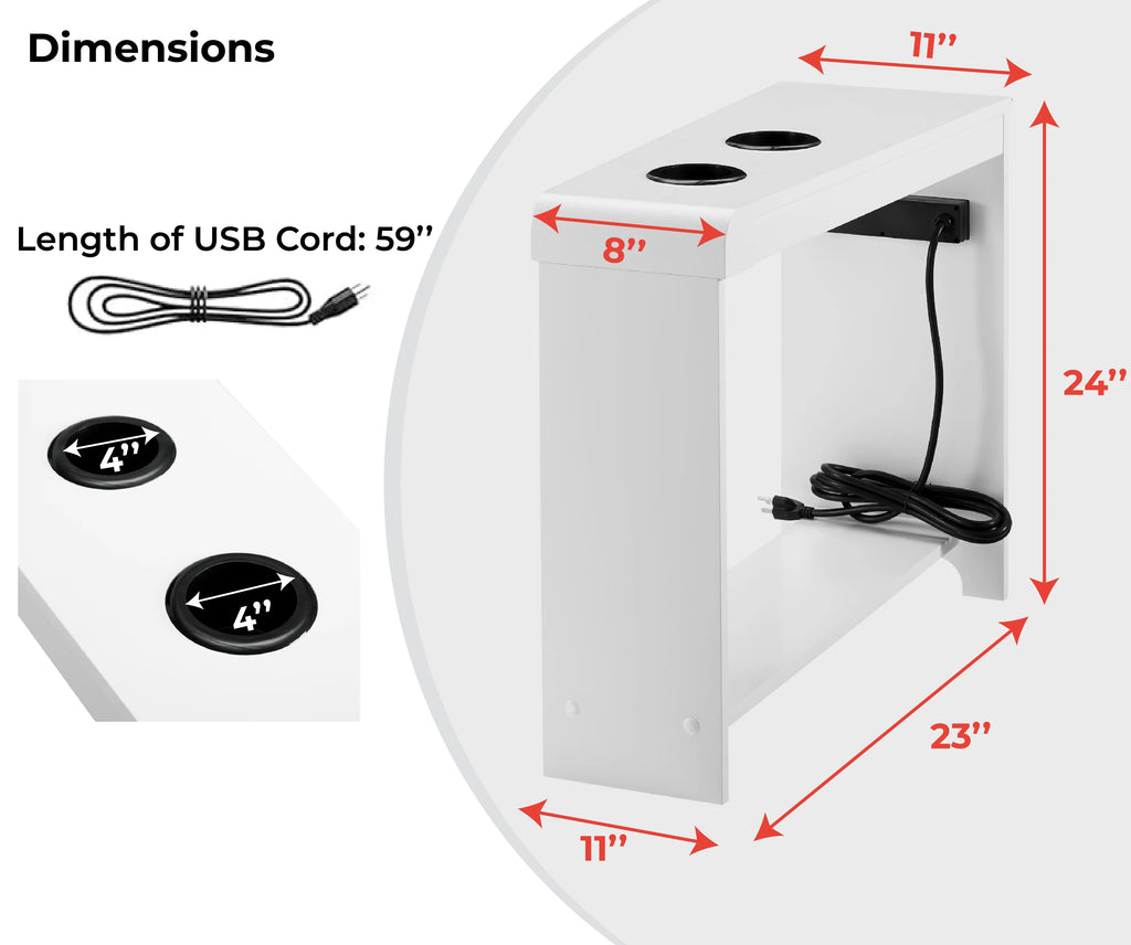 Narrow End Table with Charging Station Q550888