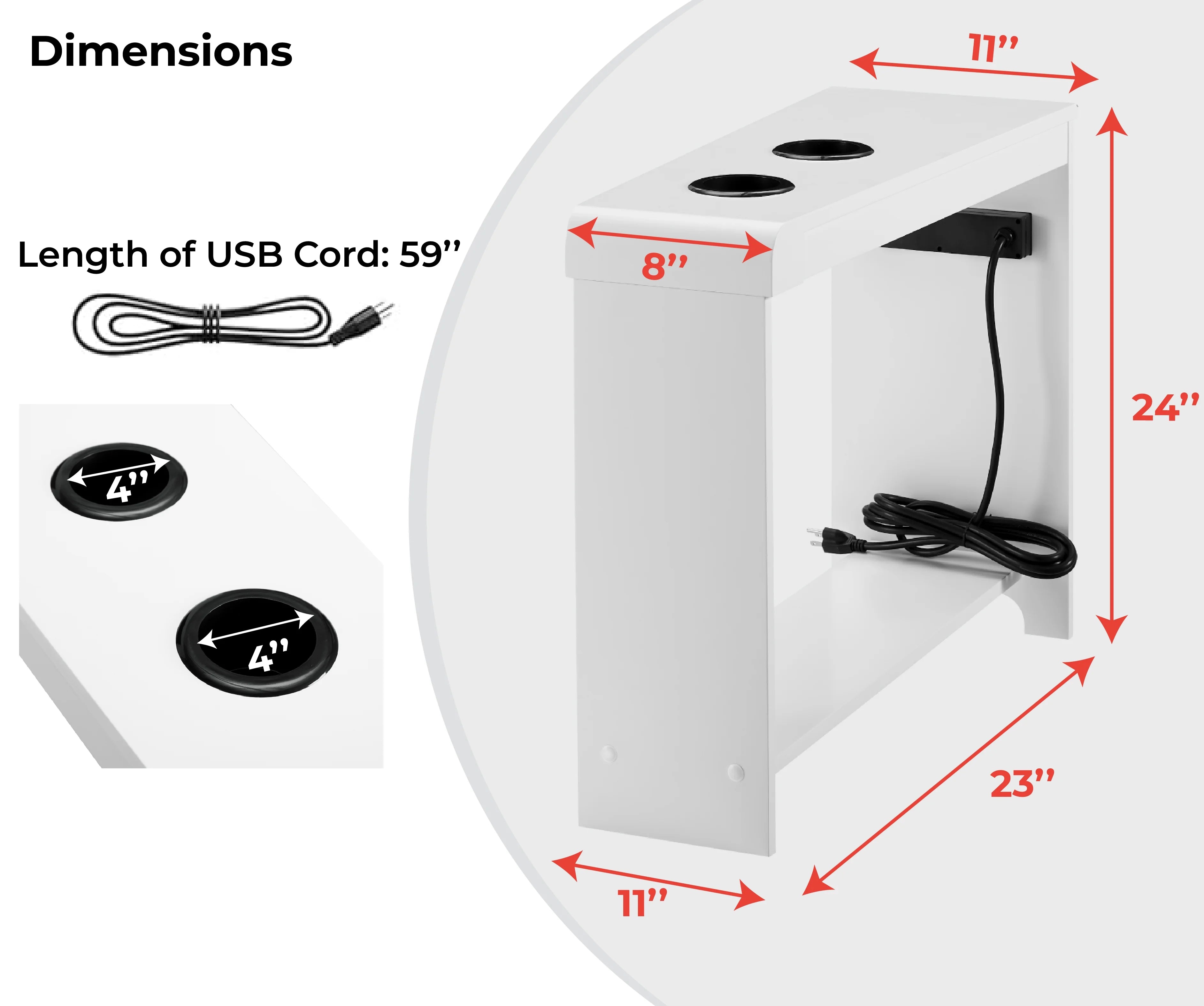 Narrow End Table with Charging Station Q550888