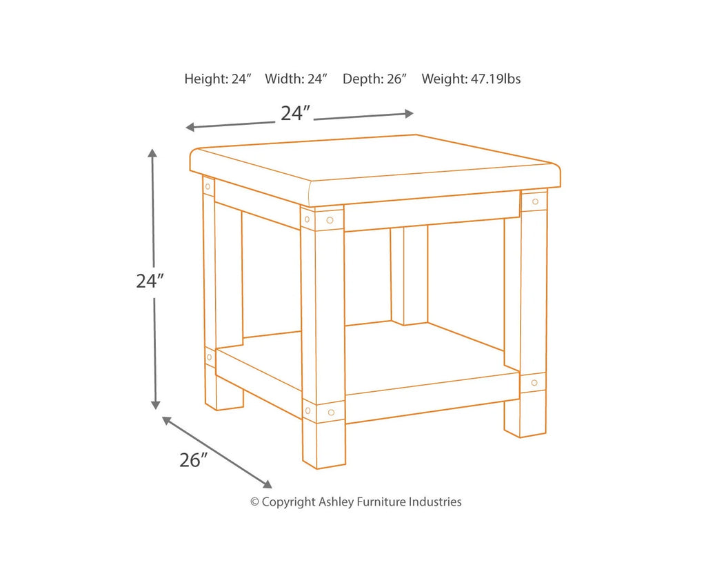 White Wash Gray End Table N7605
