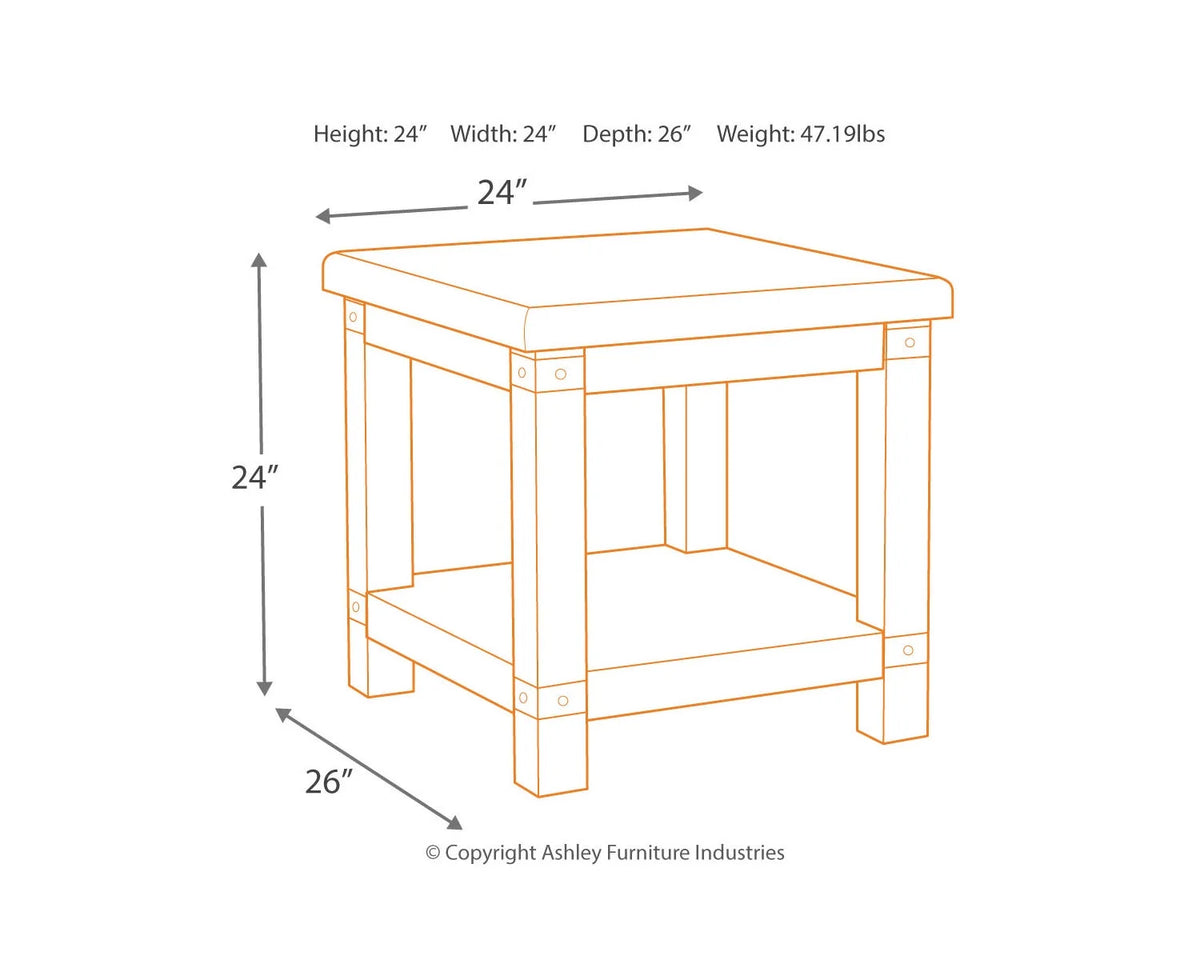 White Wash Gray End Table N7605
