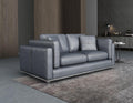 Smokey Gray Italian Leather Loveseat W414