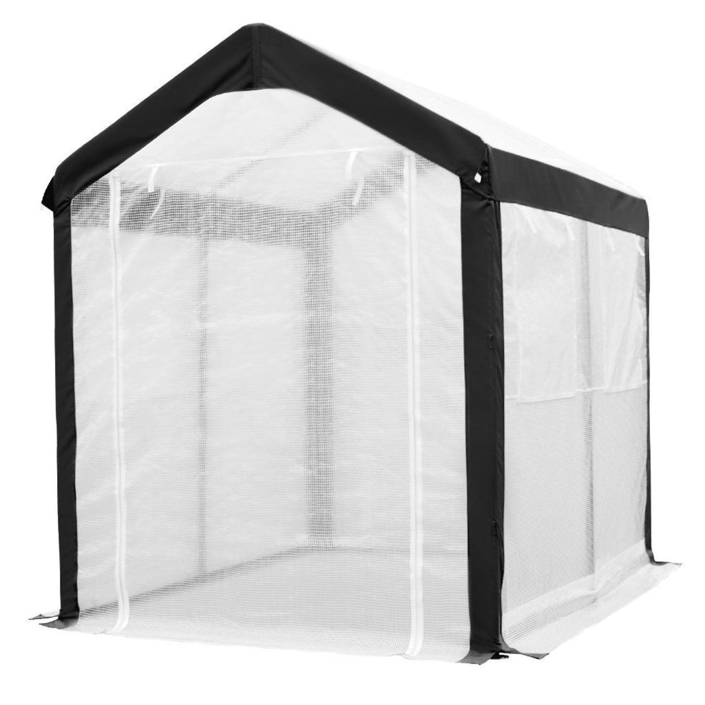 White 6 x 8 ft Walk in Greenhouse with Windows J364401