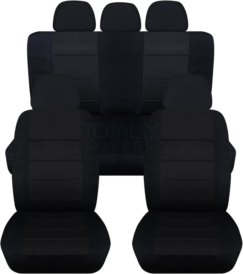 Charcoal Solid Car Seat Covers Full Set with 5 Headrest Covers Z64967