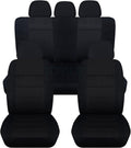 Charcoal Solid Car Seat Covers Full Set with 5 Headrest Covers Z64967