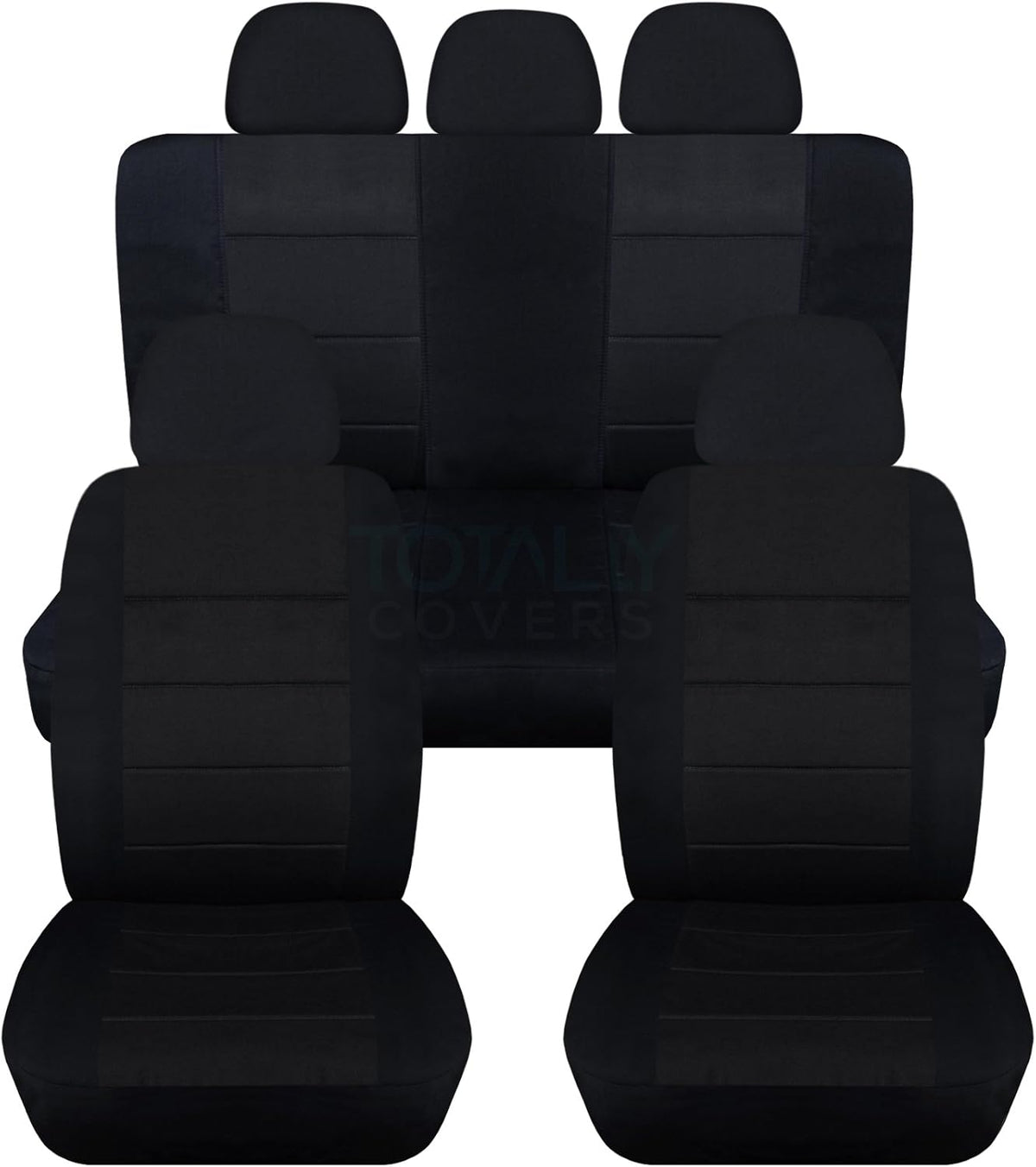 Charcoal Solid Car Seat Covers Full Set with 5 Headrest Covers Z64967