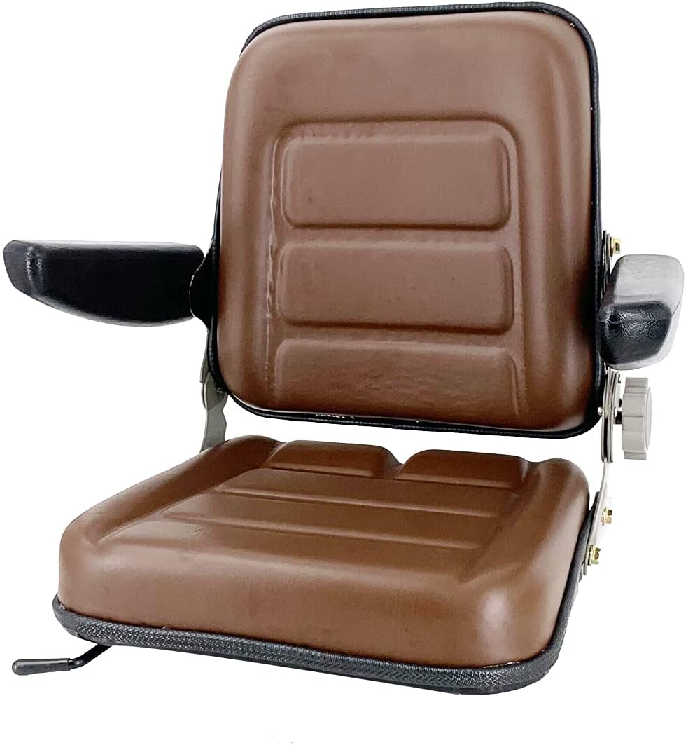 Brown PVC Forklift Seat with Adjustable Back and Armrest R960