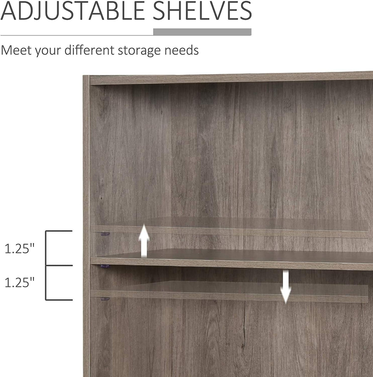 Grey 3 Shelf Bookshelf and Bookcase Storage Unit T3402