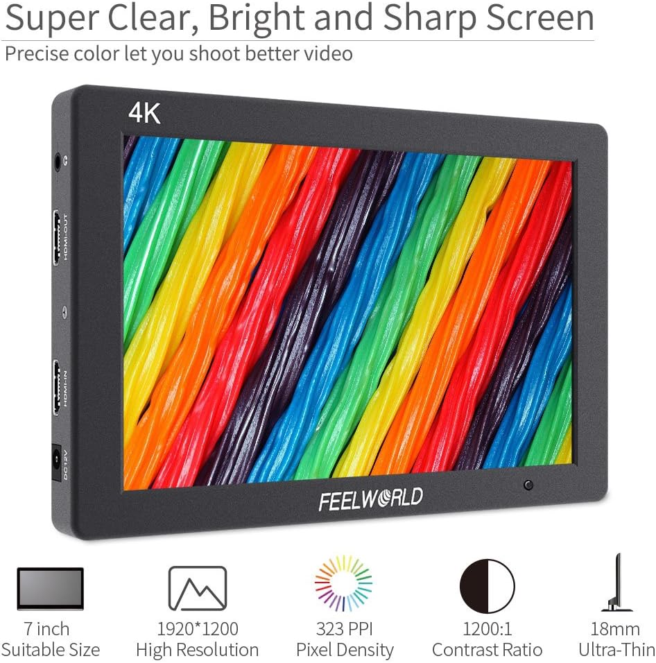 7 Inch IPS 4K HDMI Camera Field Monitor with Solid Aluminum Housing D682242