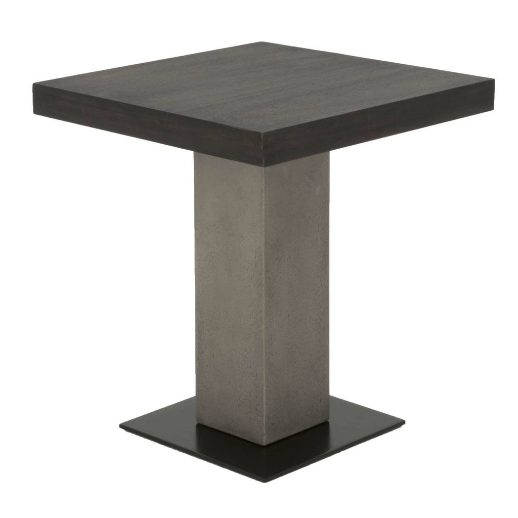 Pedestal Style End Table in Acacia Wood Slate Gray and Espresso Brown B293314