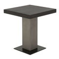 Pedestal Style End Table in Acacia Wood Slate Gray and Espresso Brown B293314