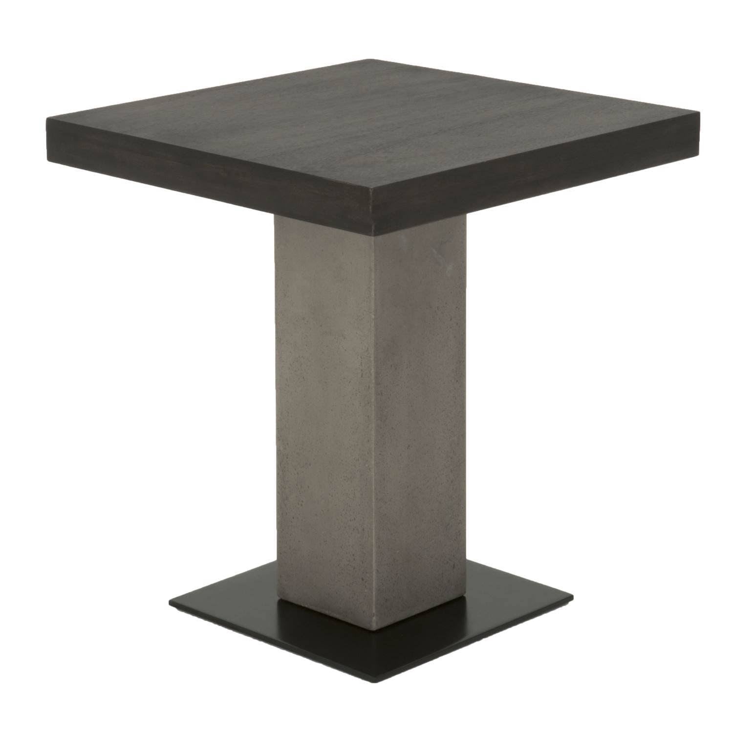 Pedestal Style End Table in Acacia Wood Slate Gray and Espresso Brown B293314