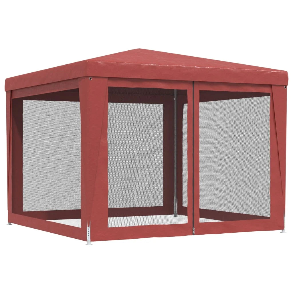 Red 9.8'x9.8' HDPE Party Tent with 4 Mesh Sidewalls X516035