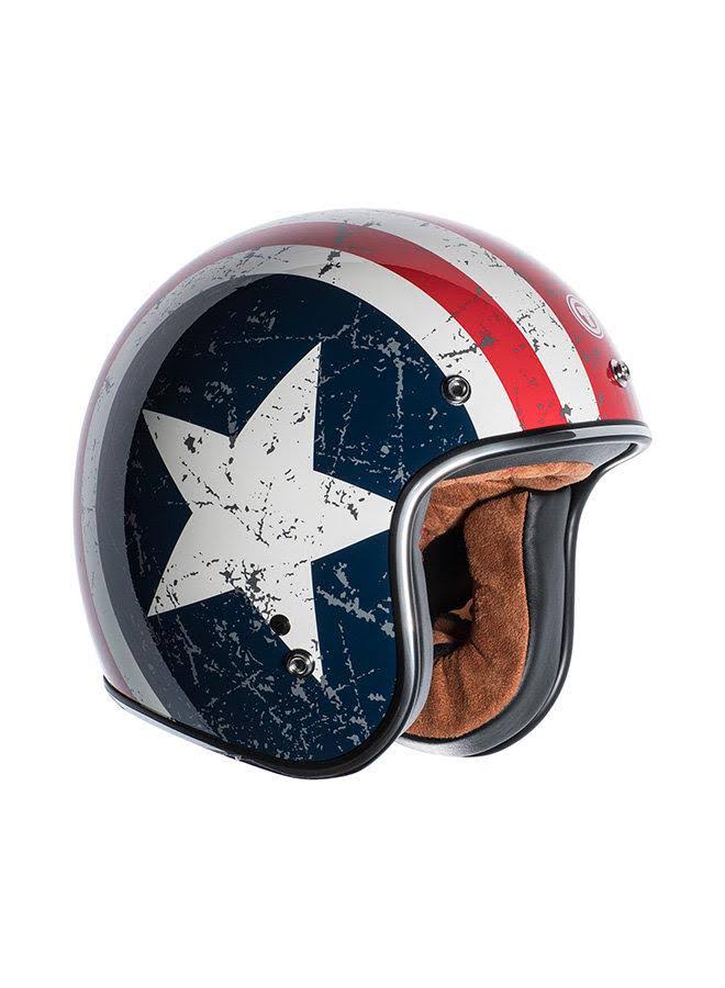 3/4 Helmet with Rebel Star Graphic (White, Medium) E5104