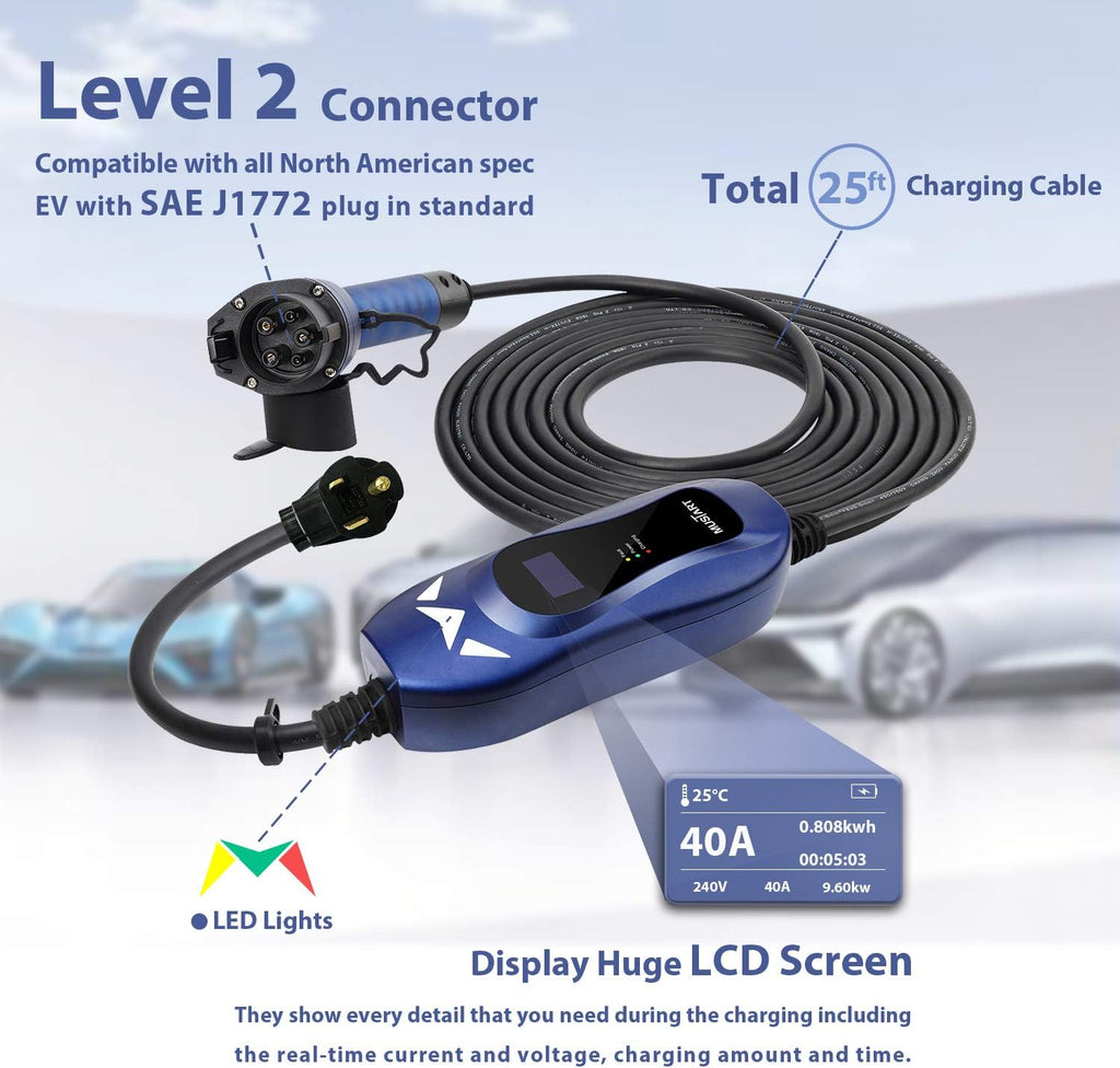 Portable EV Charger 240 Volt 25ft Cable 40 Amp A973420
