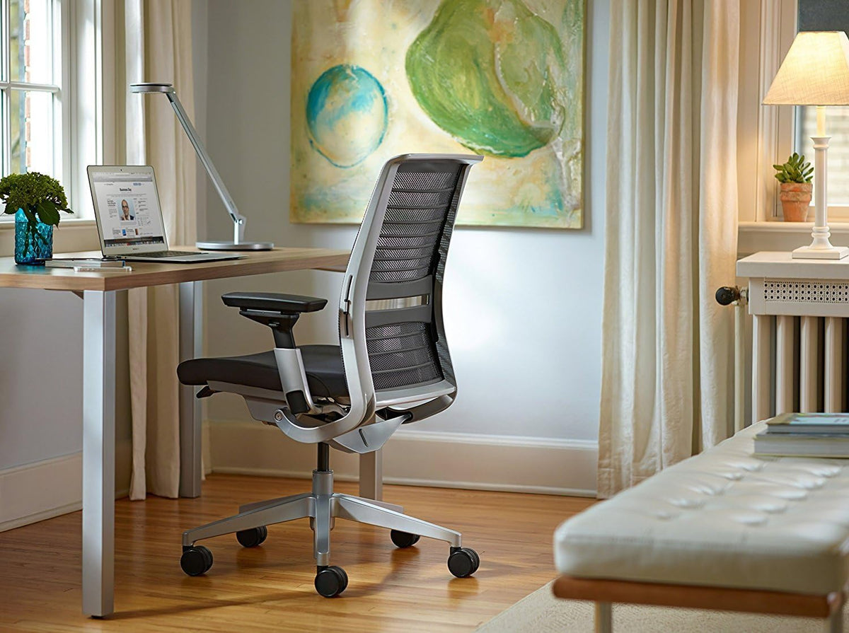 Black Knit Office Desk Chair with Adjustable Arms and Lumbar Support Z5525