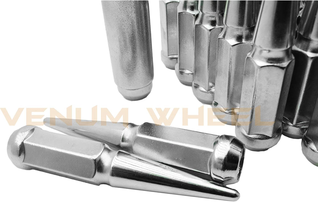 Chrome Spike Lug Nuts 14x1.5 Thread Pitch 4.5" Total Length Pack of 2 M1160