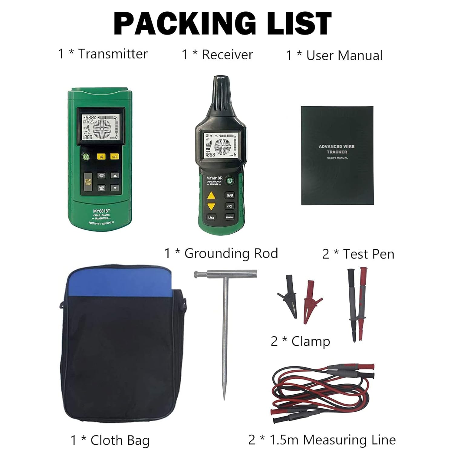 Wire Tracker Telephone Cable Locator 12-400V AC/DC Wire Detector Cable Toner Finder T632579