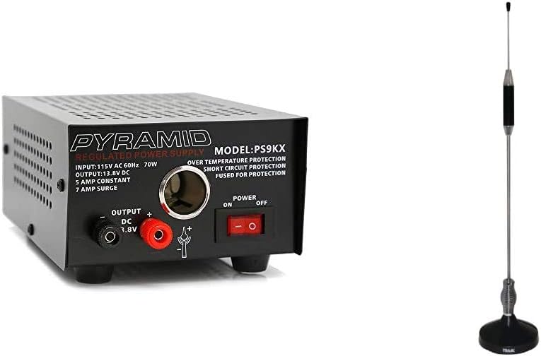 Universal Compact Bench Power Supply 5 Amp Linear Regulated 13.8 Volt DC 115V AC 70 Watt Input Screw Type Terminal 12V Car Cigarette Lighter Pack of 2 V38006