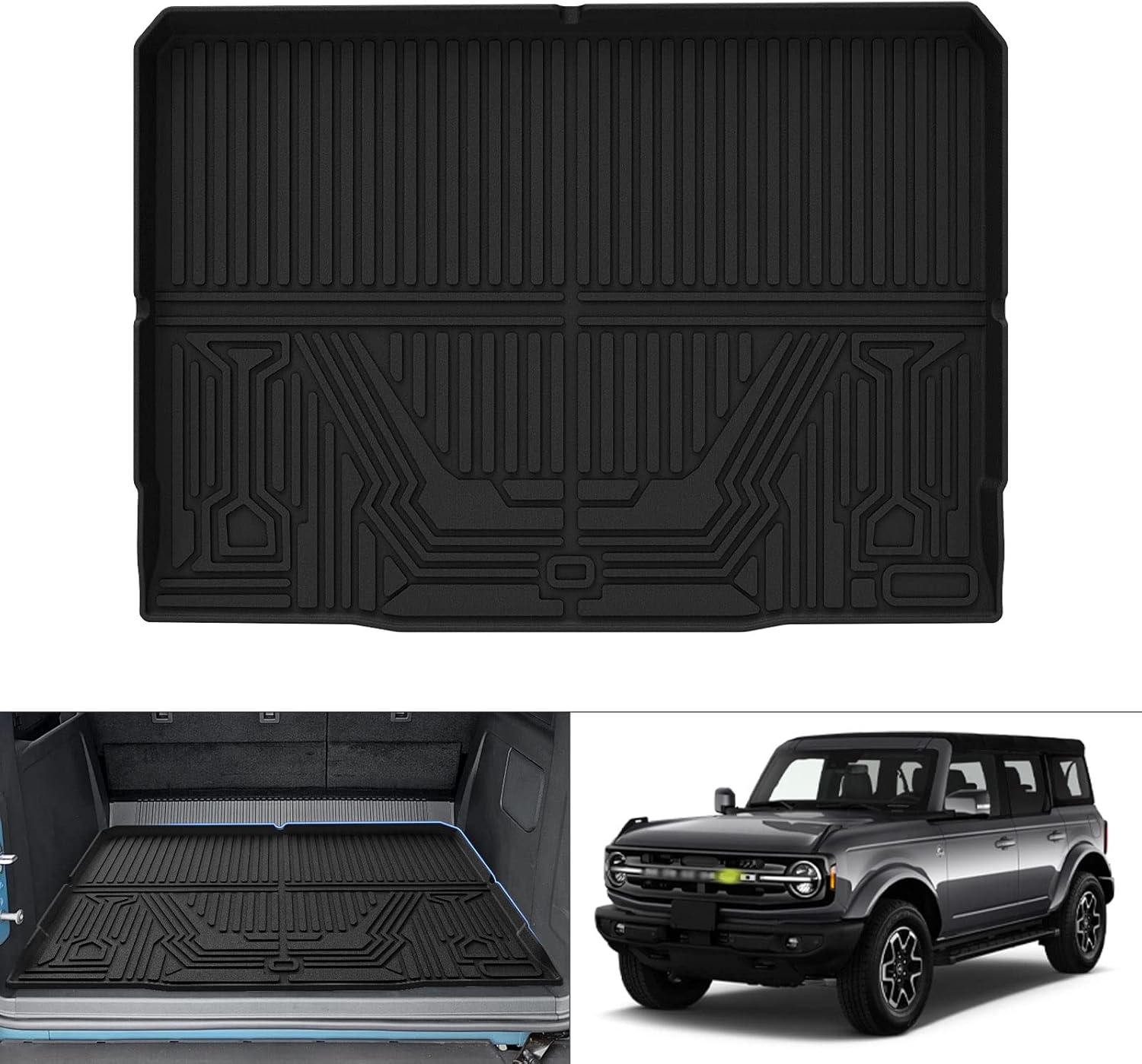 Custom Fit All Weather Car Cargo Mat for 2021 2022 Ford Bronco 4-Door, Pack of 2 I3993