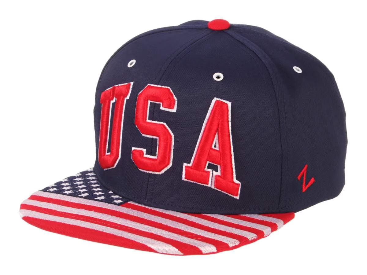 Navy Snapback Flat Bill Hat Cap D946
