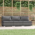 3-Seater Gray Poly Rattan Sofa with Cushions J45535