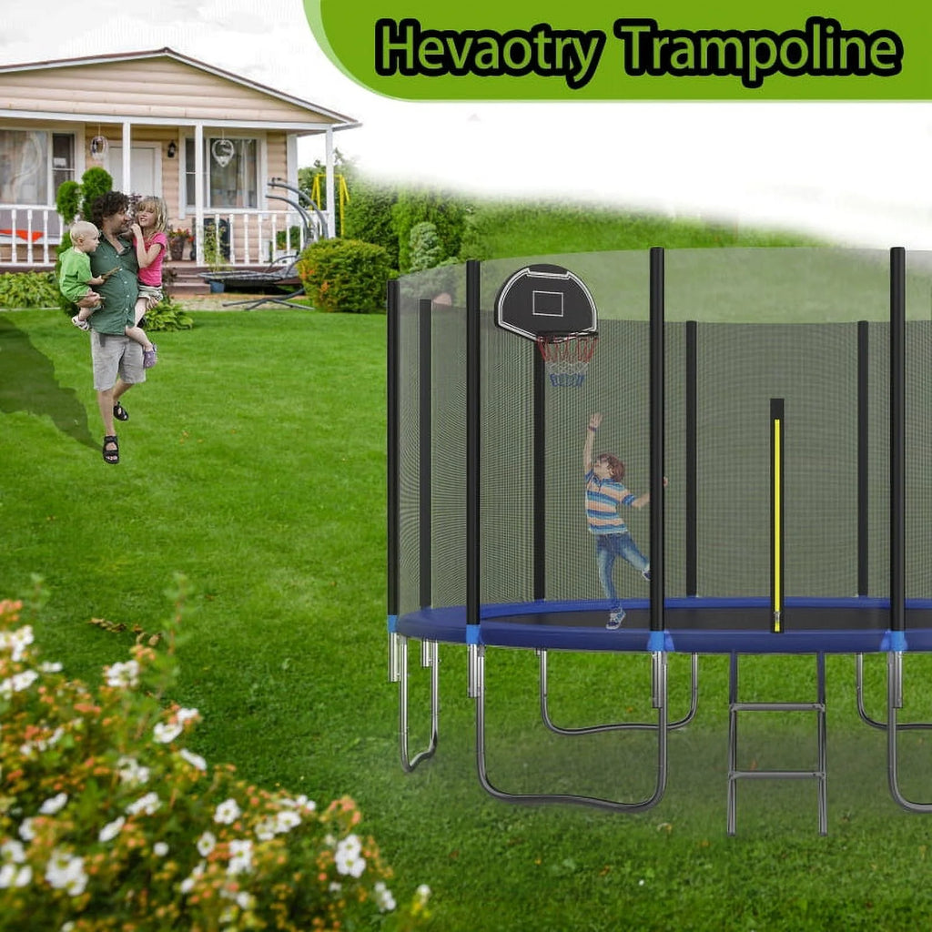 16Ft Trampoline with Basketball Board Safety Enclosure Net M299264
