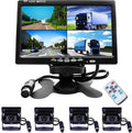 9 Inch 4 Split Monitor Front View Rear View Camera Waterproof Auto Camera with 2x33 ft and 2x65ft Cables I724