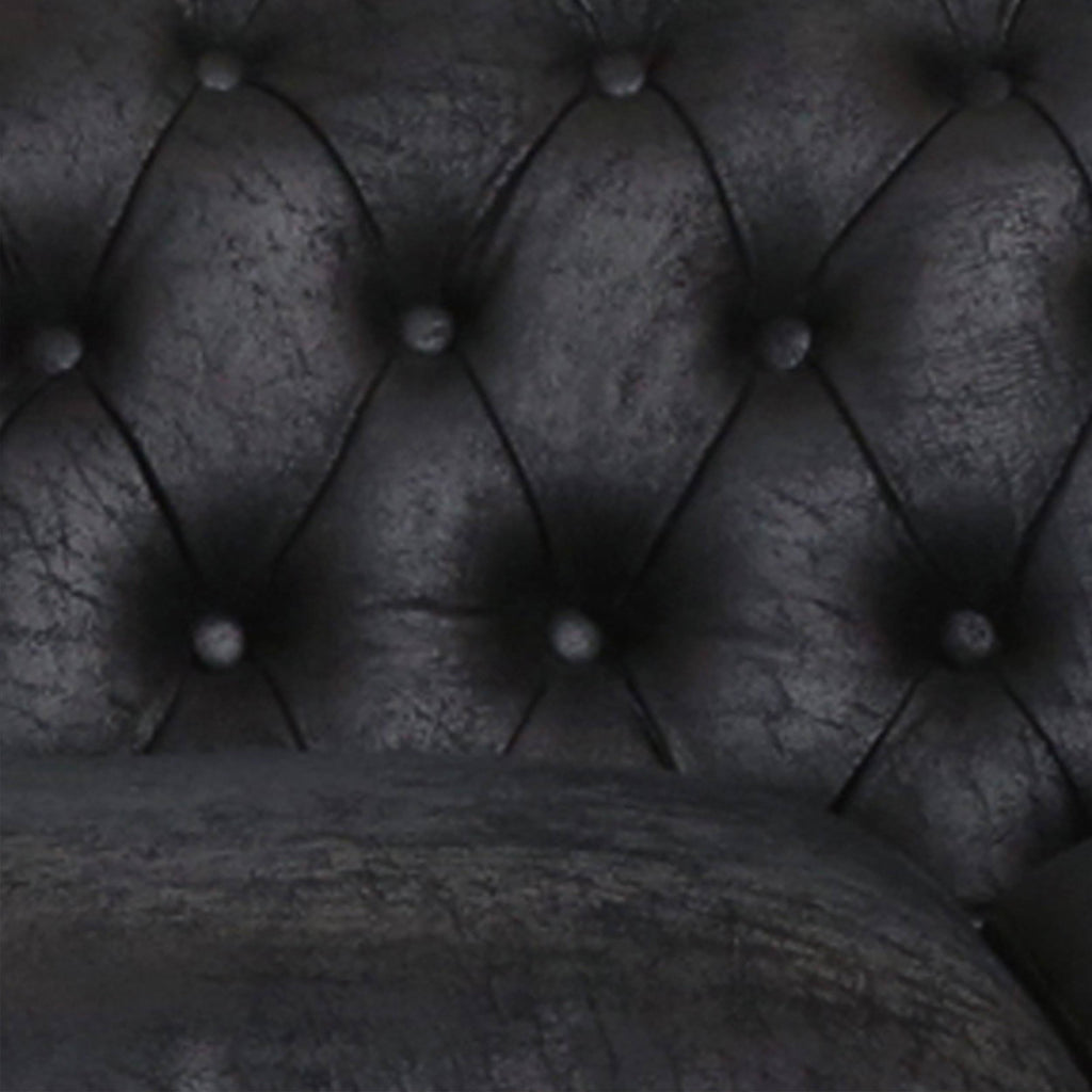 Navy Blue Tufted Microfiber Sofa with Scroll Arms A87942