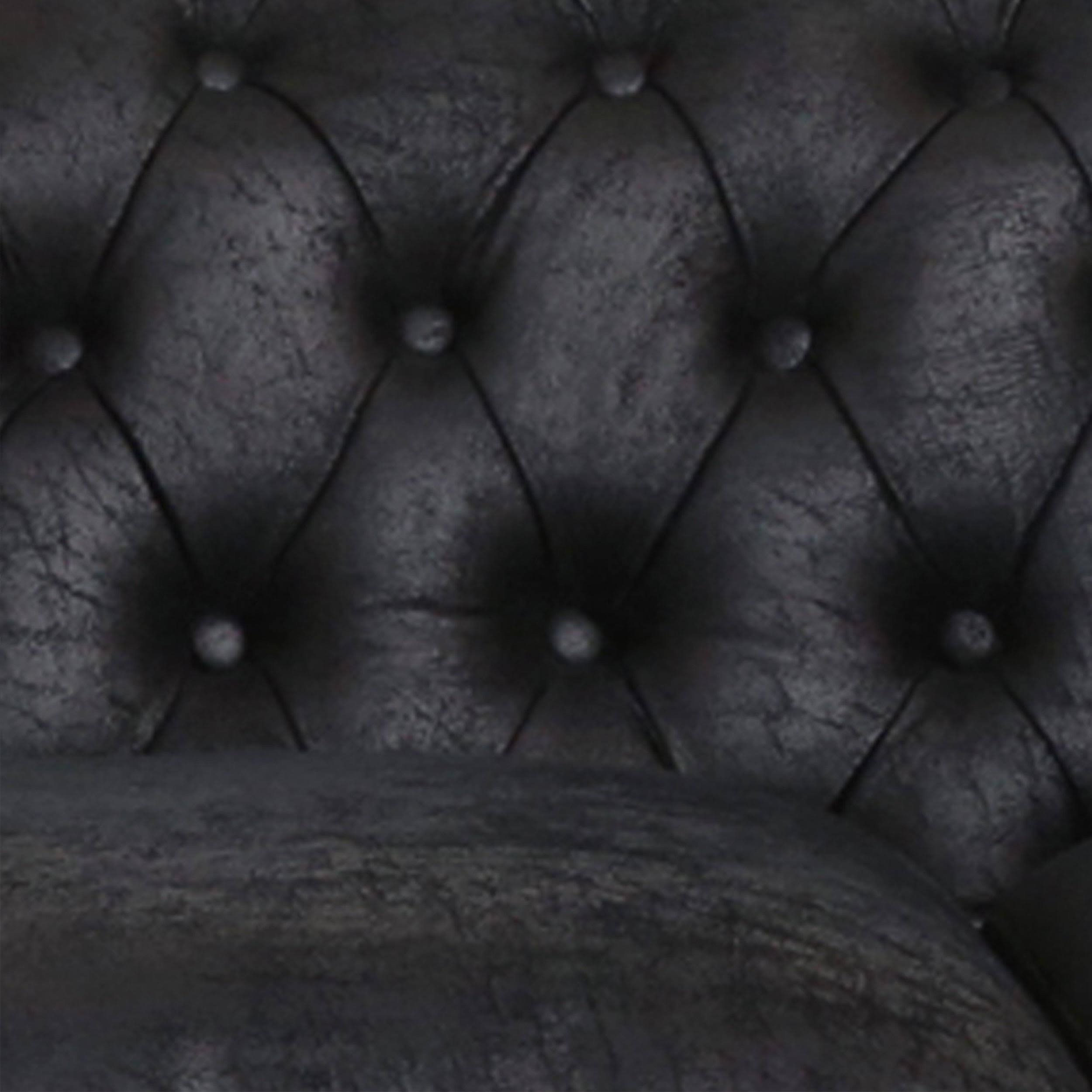 Navy Blue Tufted Microfiber Sofa with Scroll Arms A87942