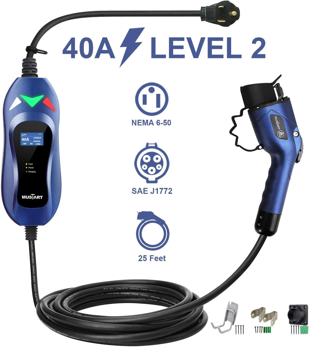 Portable EV Charger 240 Volt 25ft Cable 40 Amp A973420