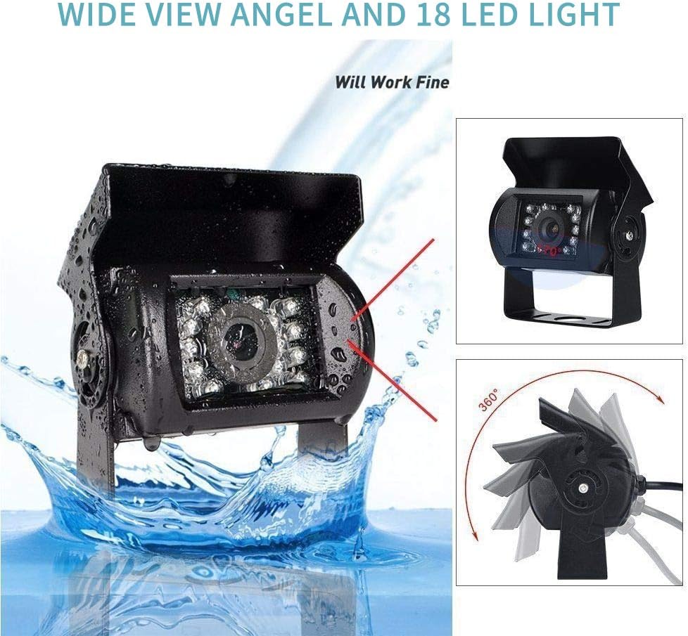 9'' Quad Split Screen HD Rear Backup Camera Monitor System, Waterproof IR Night Vision Backup Camera A1745