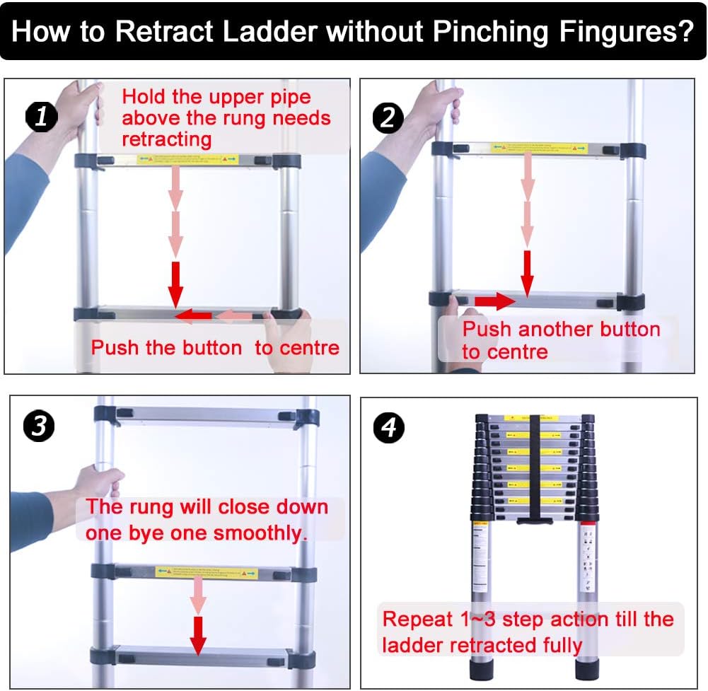 19.7FT Telescopic Extension Ladder, 330LB Capacity N251