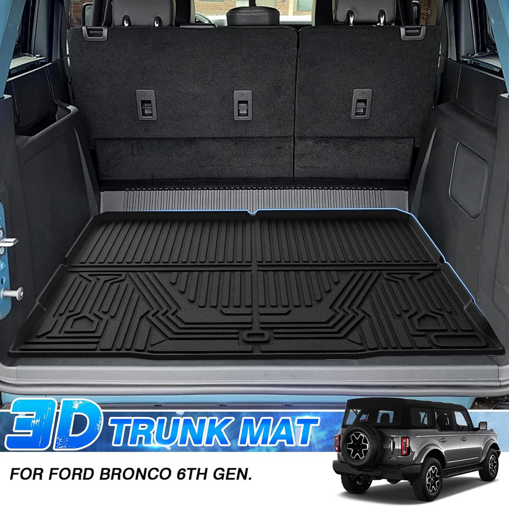 Custom Fit All Weather Car Cargo Mat for 2021 2022 Ford Bronco 4-Door, Pack of 2 I3993