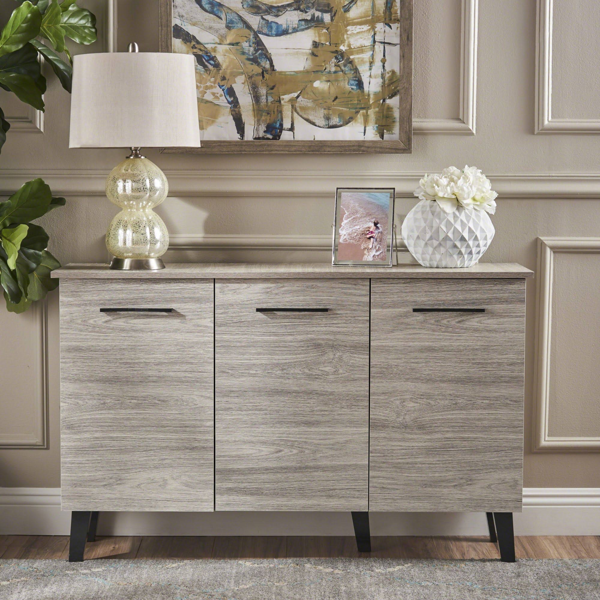 Charcoal Gray and Black Contemporary Rectangular Cabinet H74316
