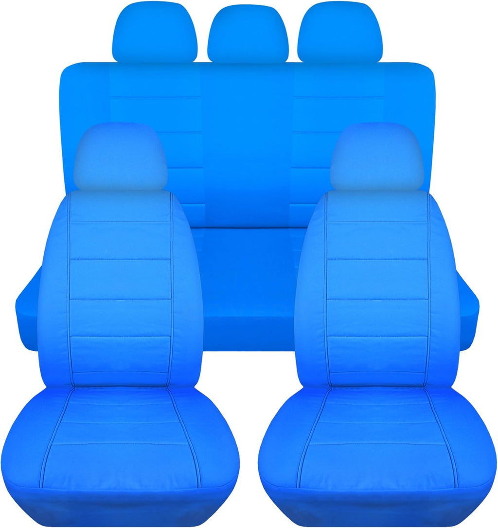 Charcoal Solid Car Seat Covers Full Set with 5 Headrest Covers Z64967