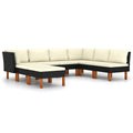 8 Piece Poly Rattan Garden Set with Cushions Black S444376
