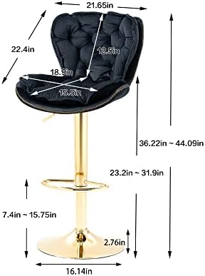 Rose Red Velvet Tufted Counter Stools with Gold Base M4599