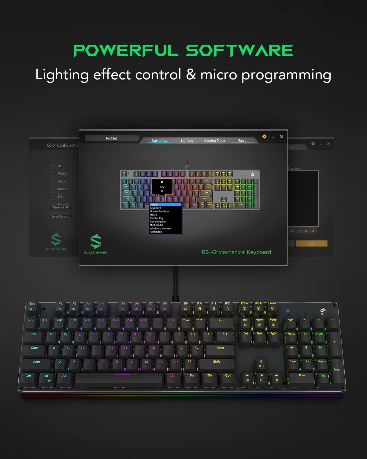 Black Shark RGB Mechanical Gaming Keyboard with Blue Switches, 104 Keys A7414