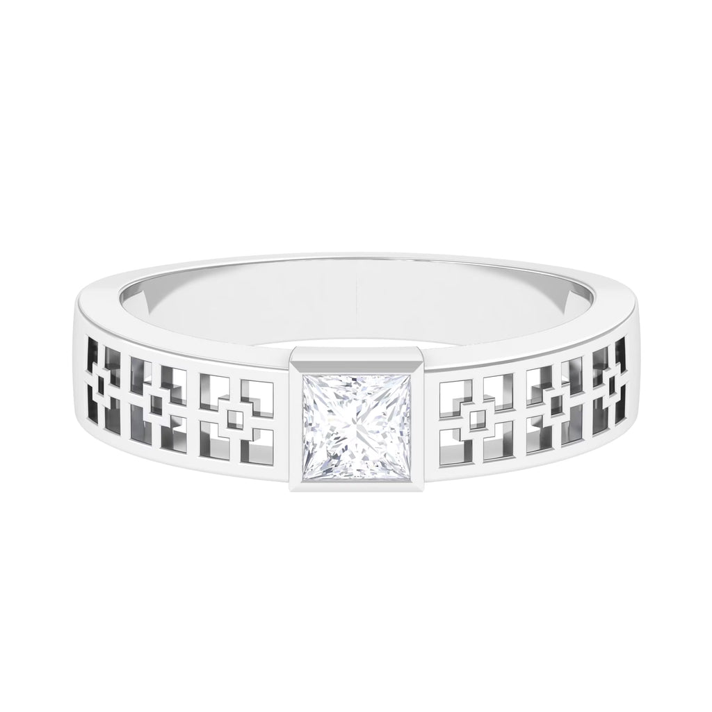 925 Sterling Silver Moissanite Engagement Ring P12405