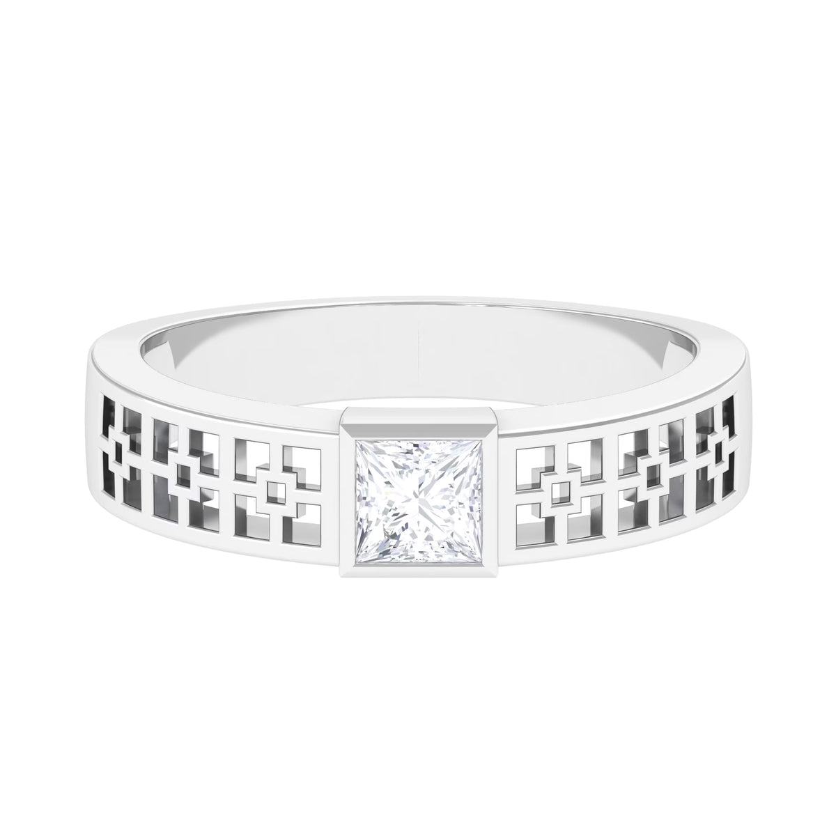 925 Sterling Silver Moissanite Engagement Ring P12405