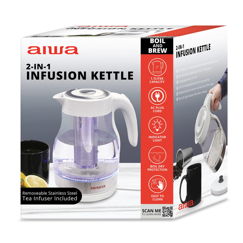 2 in 1 White Infusion Kettle with Removable Stainless Steel Tea Infuser X1818